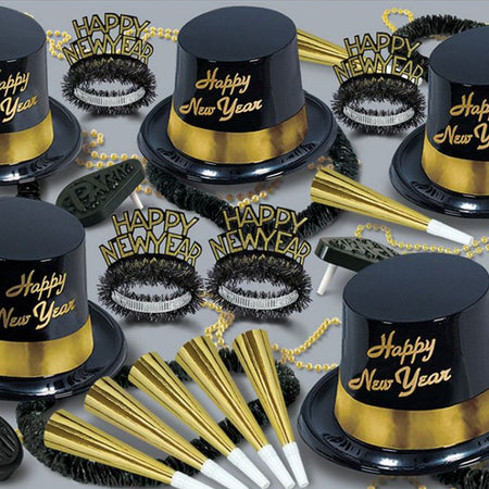 Gold Legacy New Year Hat & Novelty Party Pack - For 50 People
