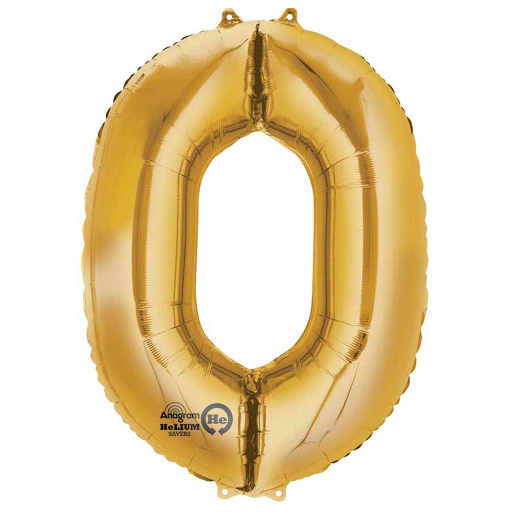 Gold Number 0 Air Filled Foil Balloon - 16"