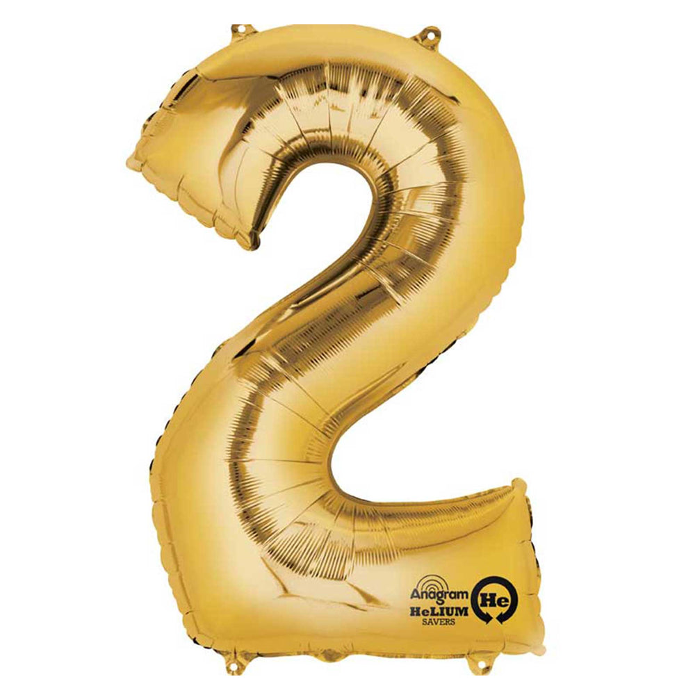Gold Number 2 Air Filled Foil Balloon - 16"