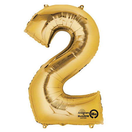 Gold Number 2 Air Filled Foil Balloon - 16
