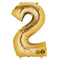 Gold Number 2 Air Filled Foil Balloon - 16