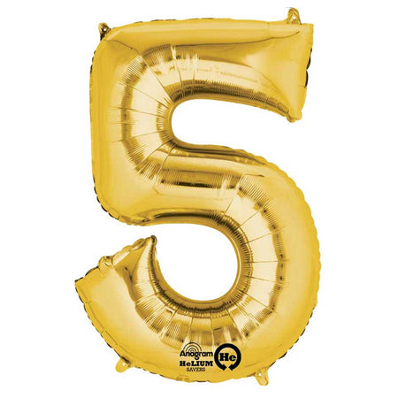 Gold Number 5 Air Filled Foil Balloon - 16