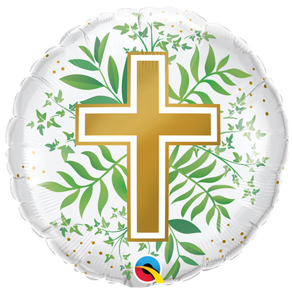 Golden Cross & Greenery 18" Foil Balloon