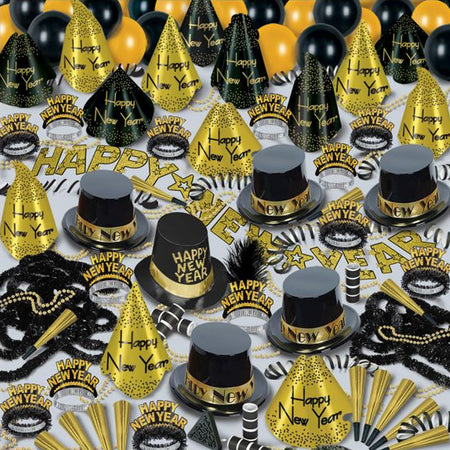 Golden Bonanza New Year Hat & Novelty Party Pack - For 100 People