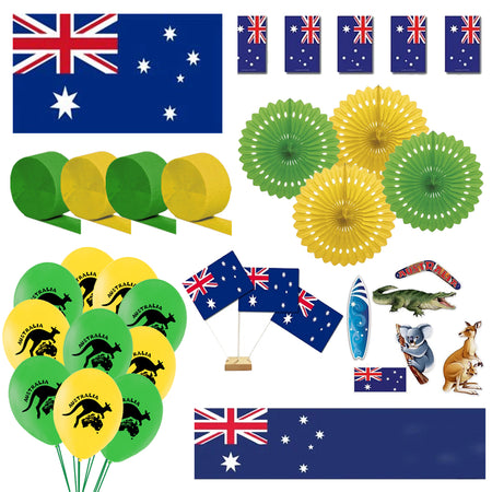 Green and Yellow Australian Decoration Party Pack