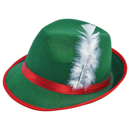 Green Flock Tyrolean Hat with Feather