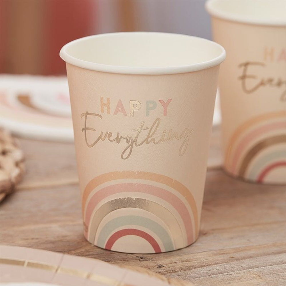 Happy Everything Rainbow Paper Cups - 266ml - Pack of 8