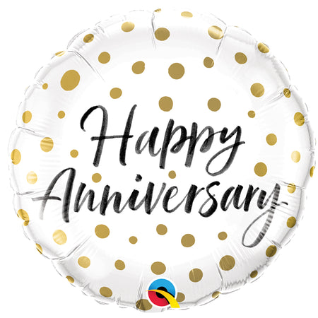 Happy Anniversary Gold Dots Foil Balloon - 18