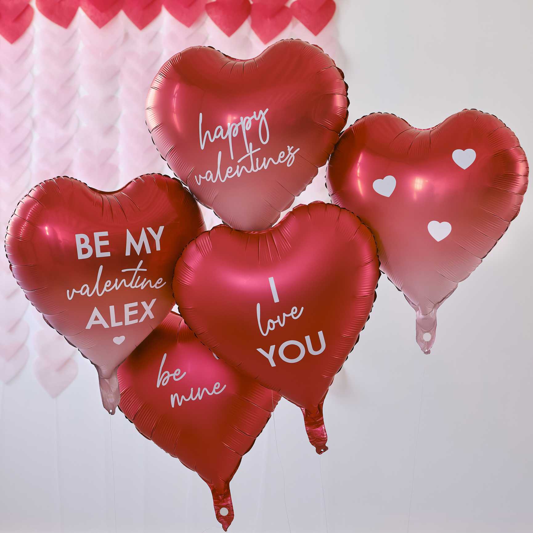 Heart Foil Balloons With Stickers - 18" - Pack of 5