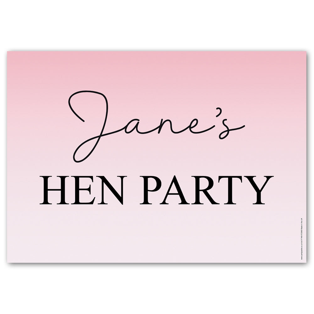 Pink Hen Party Personalised Poster - A3