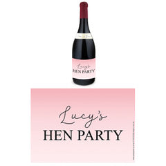 Personalised Wine Bottle Labels - Pink Hen Party - Pack of 4