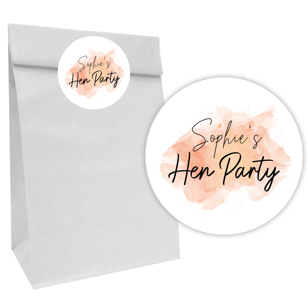 Rose Gold Blush Party Bags with Personalised Stickers - Pack of 12