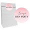 Pink Hen Party Party Bags with Personalised Stickers - Pack of 12