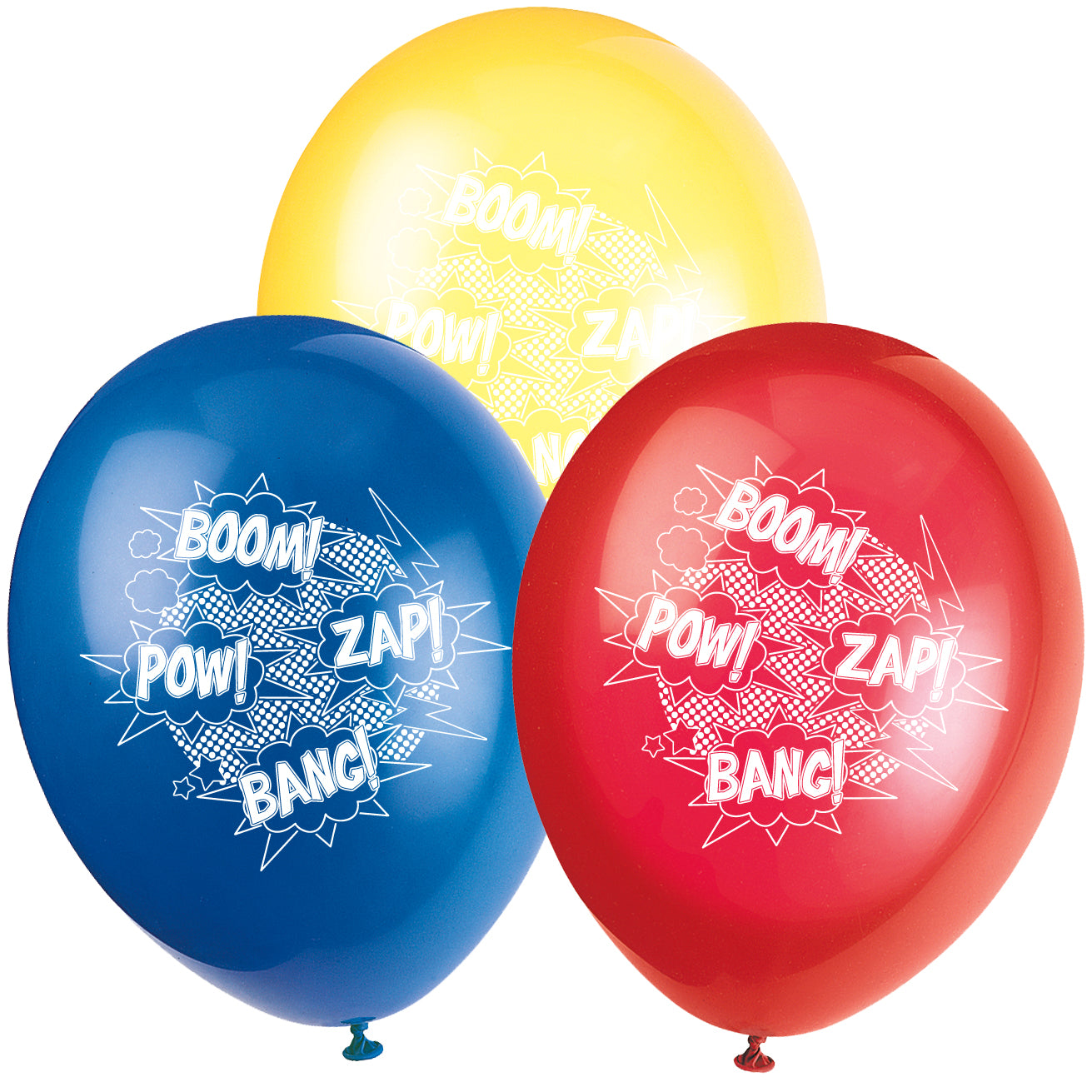 Superhero Latex Balloons - Red, Blue & Yellow - Pack of 10