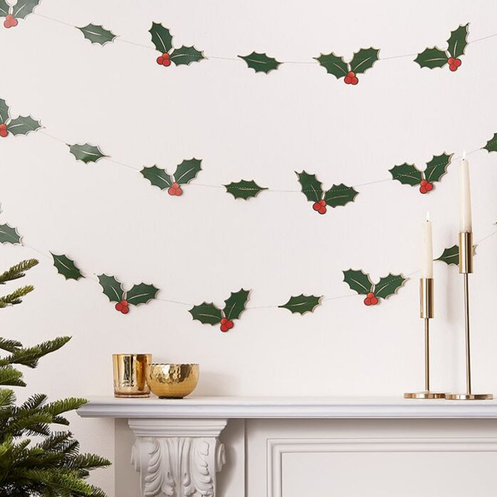 Holly Leaves Christmas Garland - 5m