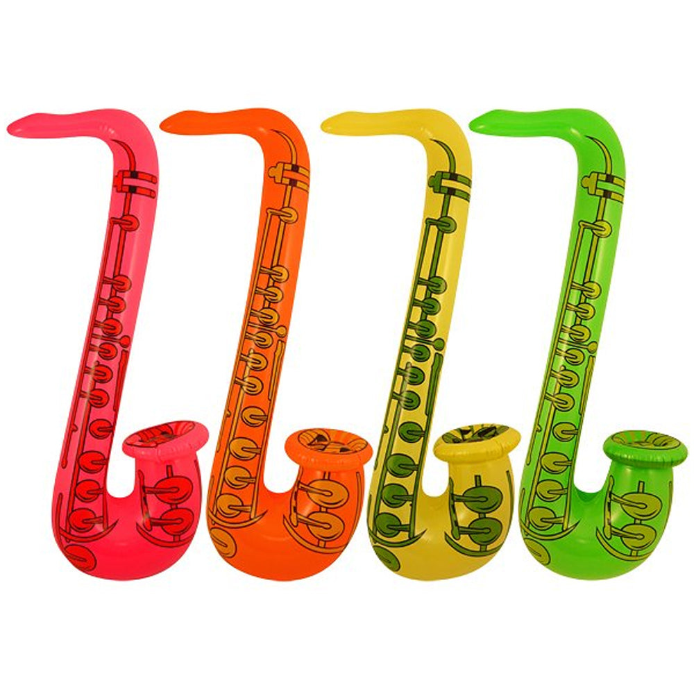 Inflatable Neon Saxophone - Assorted Colours - 75cm