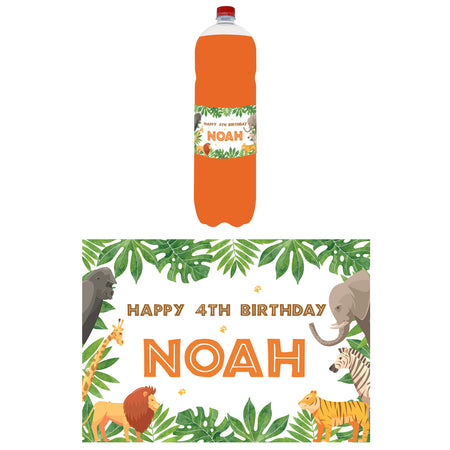 Jungle Animals Personalised Bottle Labels - Sheet of 4