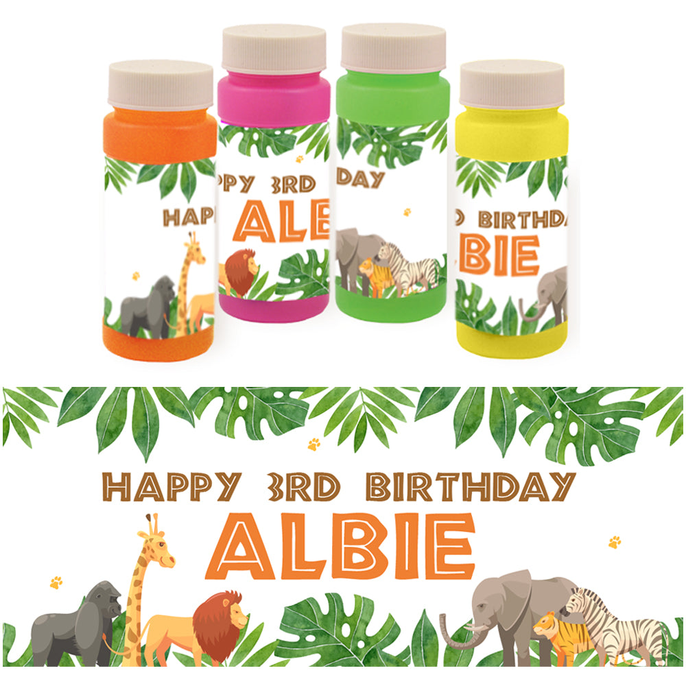 Jungle Animals Personalised Bubbles - Pack of 8