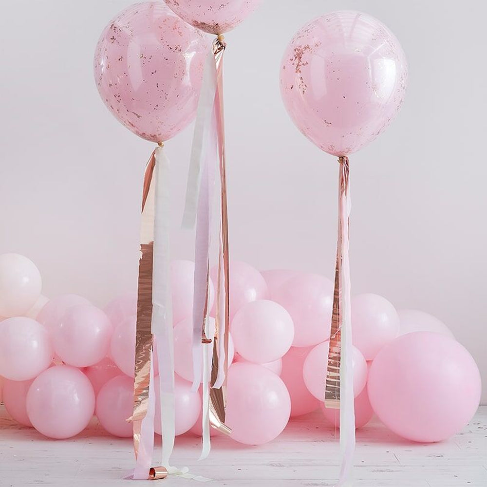 Rose Gold and Pink Balloon Tail Streamers - 14m