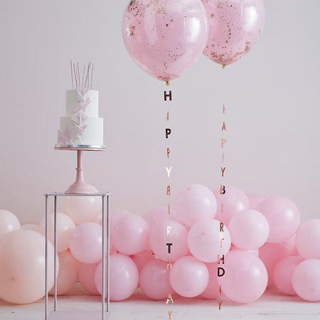 Rose Gold Happy Birthday Balloon Tails - Pack of 5
