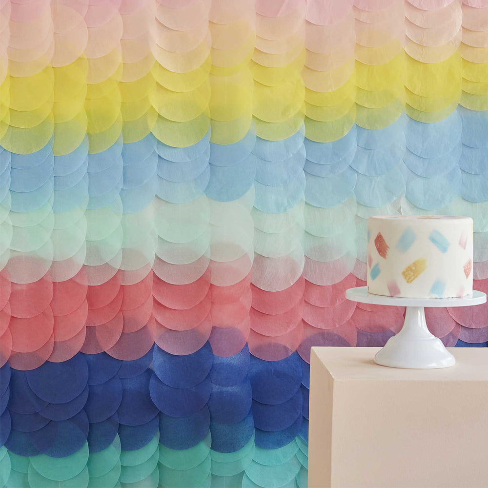 Rainbow Tissue Paper Disc Party Backdrop - 200cm x 200cm