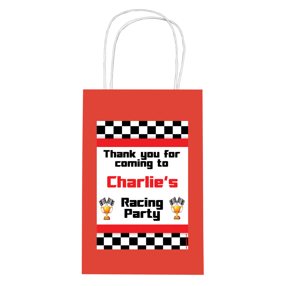 Personalised Motor Racing Party Paper Party Bags - Pack of 12