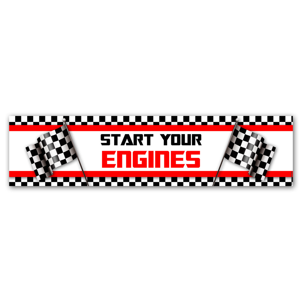 Motor Racing 'Start Your Engines' Banner Decoration - 1.2m – Party Packs