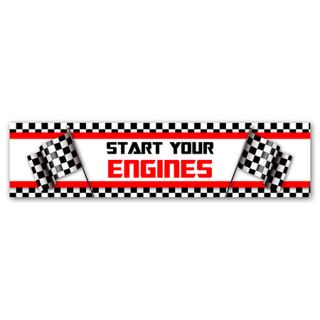 Motor Racing 'Start Your Engines' Banner Decoration - 1.2m