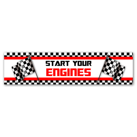 Motor Racing 'Start Your Engines' Banner Decoration - 1.2m