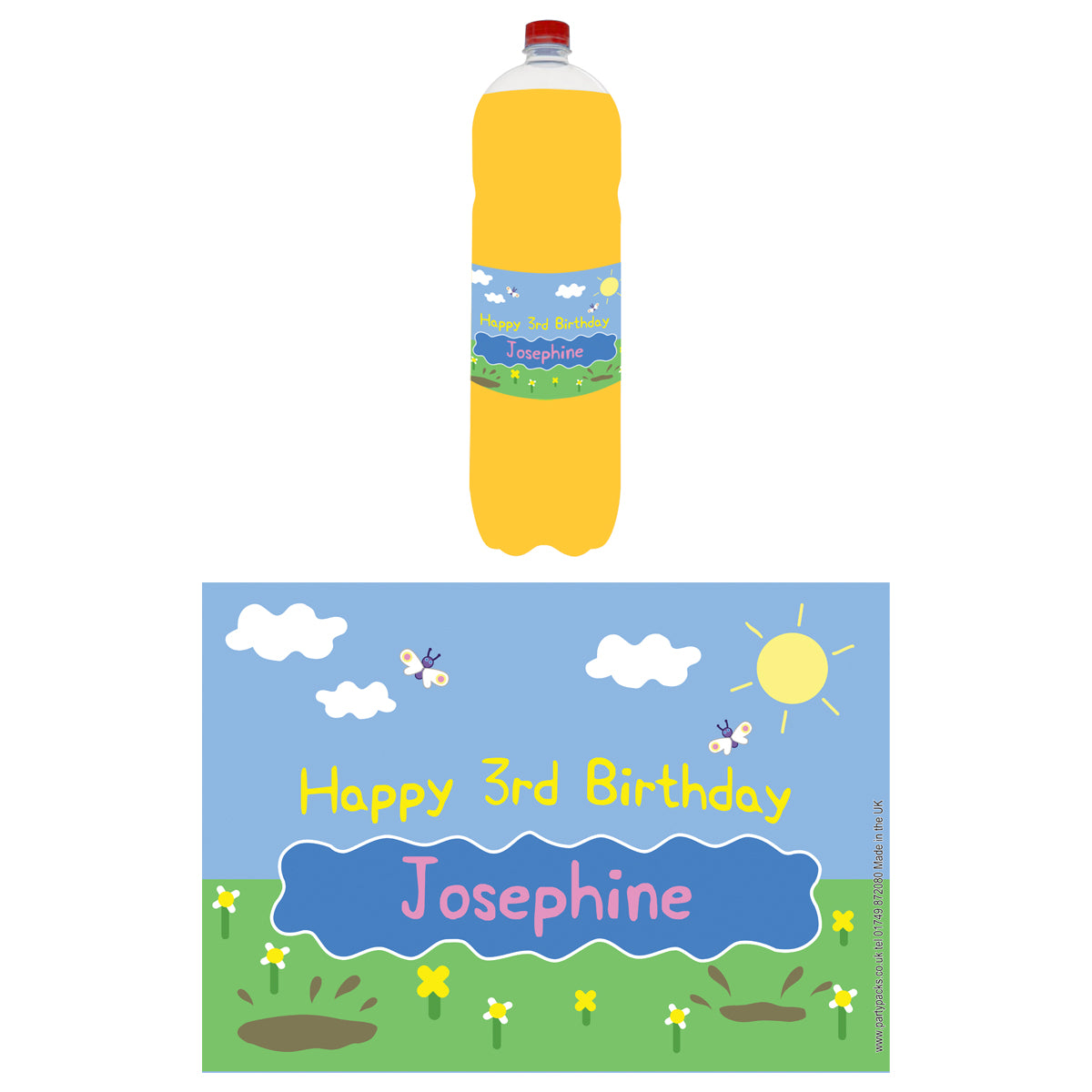 Personalised Bottle Labels - Muddy Pig - Pack of 4