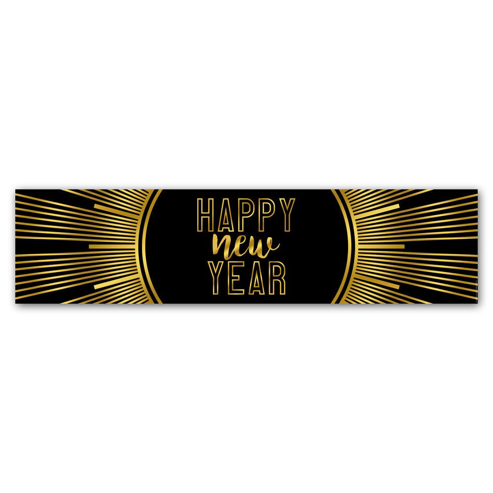 New Year's Eve Gold 'Happy New Year' Banner Decoration - 1.2m