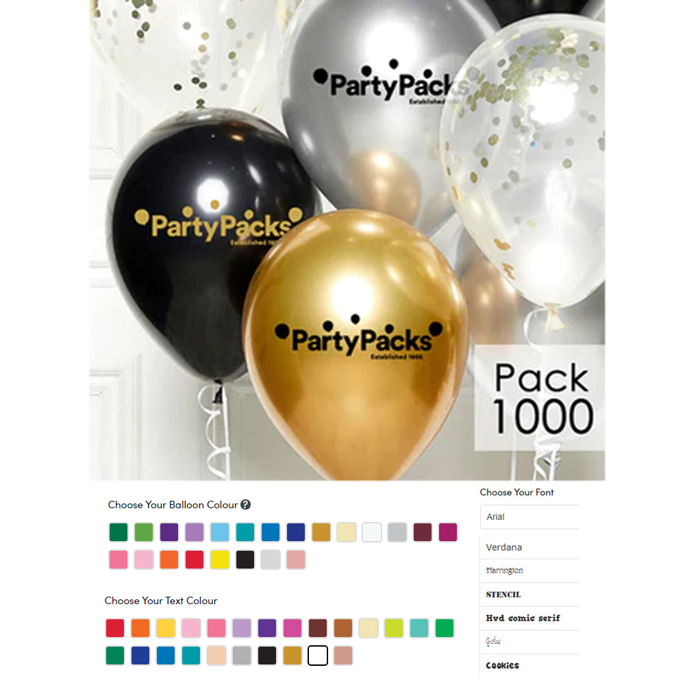 Personalised Metallic Latex Balloons - 12" - Pack of 1000