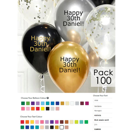 Personalised Metallic Latex Balloons -  12