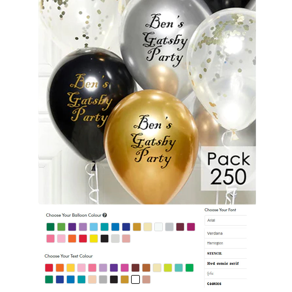 Personalised Metallic Latex Balloons - 12" - Pack of 250