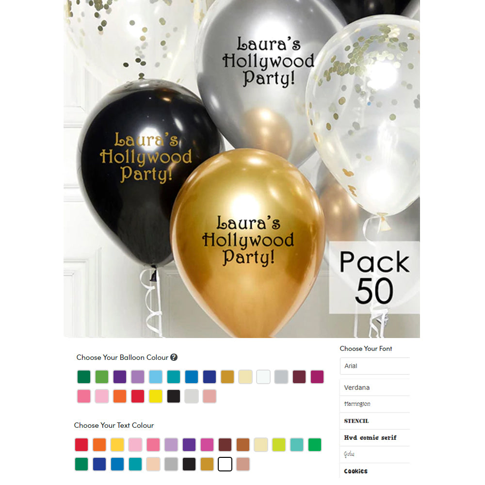 Personalised Metallic Latex Balloons - 12" - Pack of 50