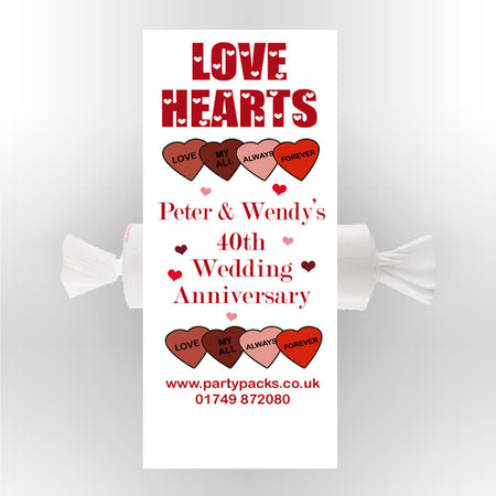Personalised Love Hearts- Ruby Anniversary- Pack of 30