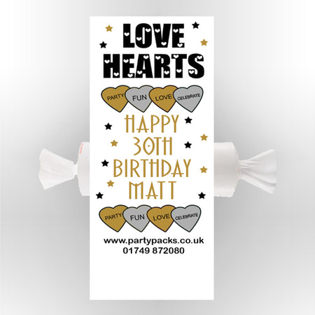 Personalised Love Hearts- Black And Gold- Pack of 30