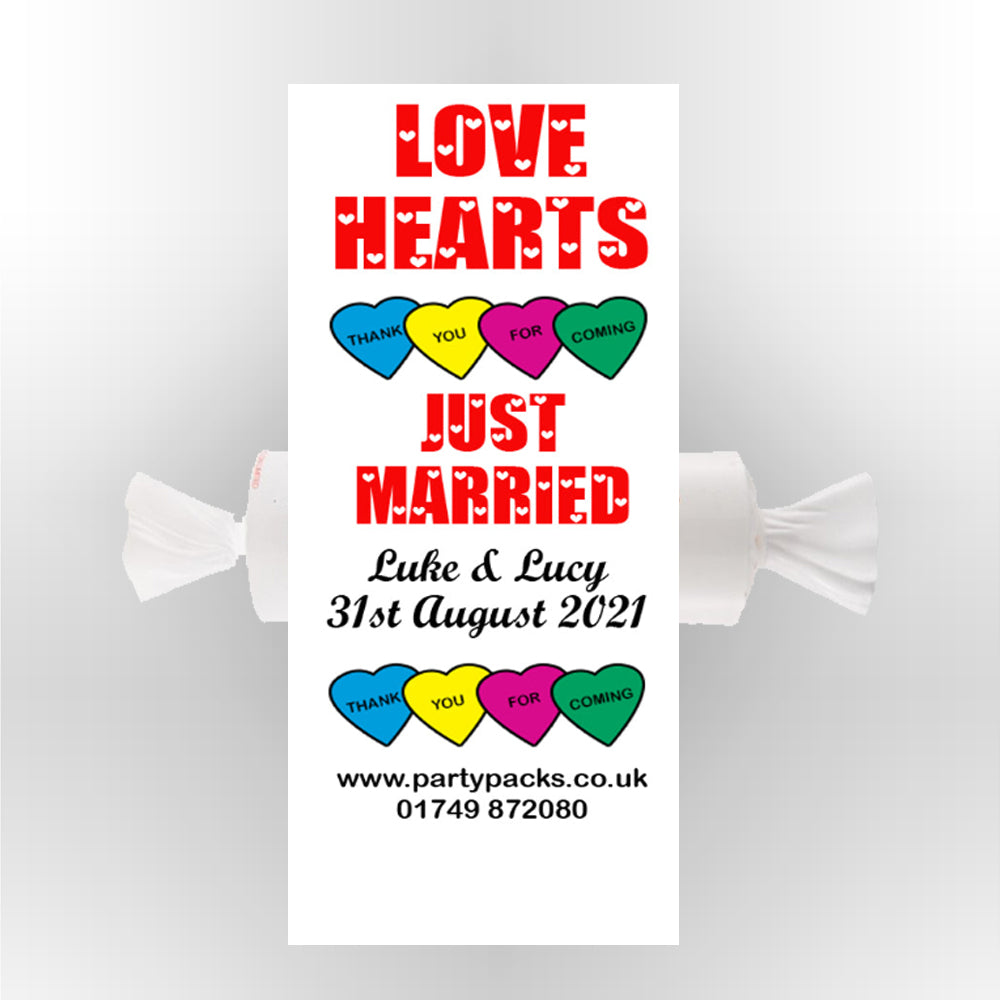 Personalised Love Hearts- Just Married- Pack of 30
