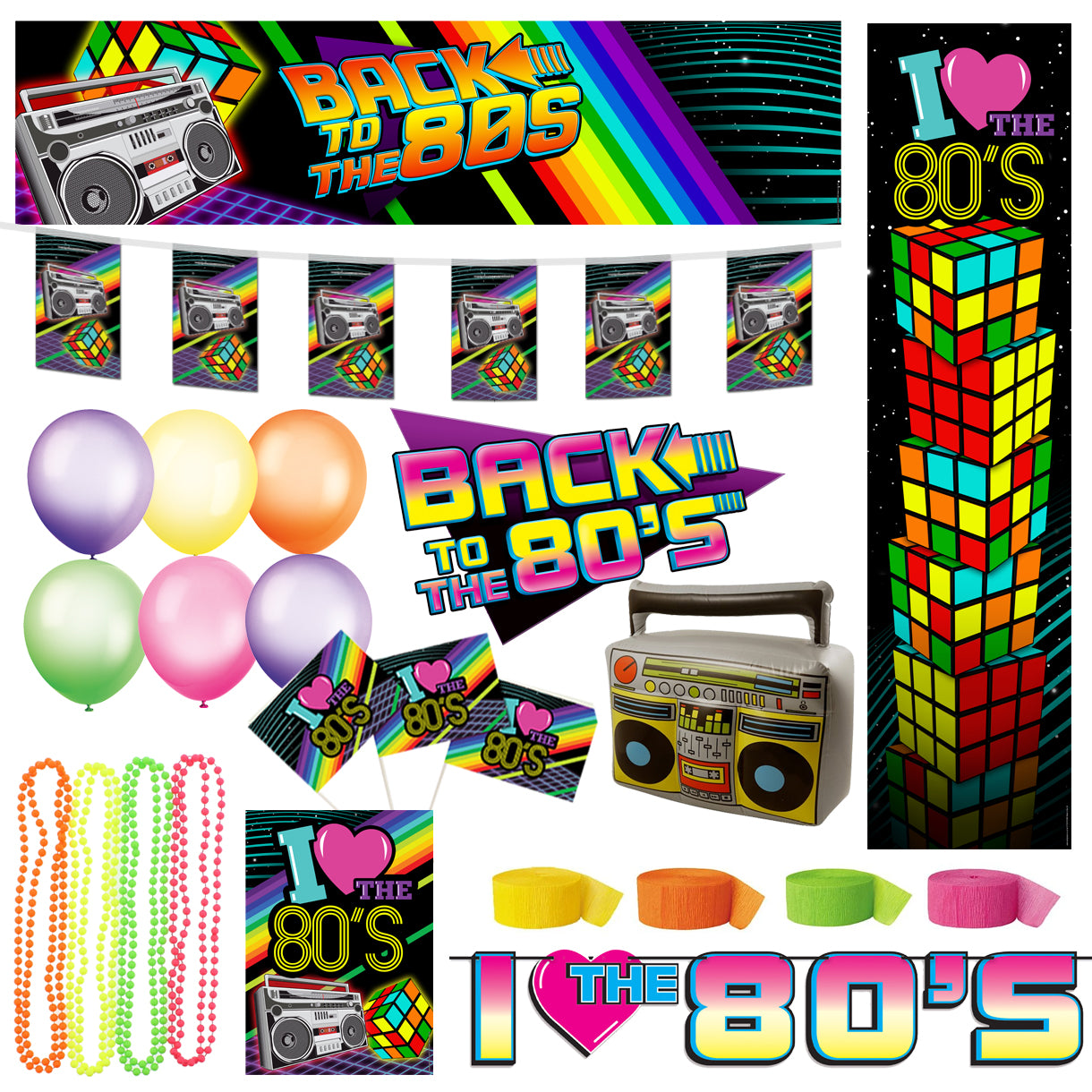 1980's Party Decoration Party Pack