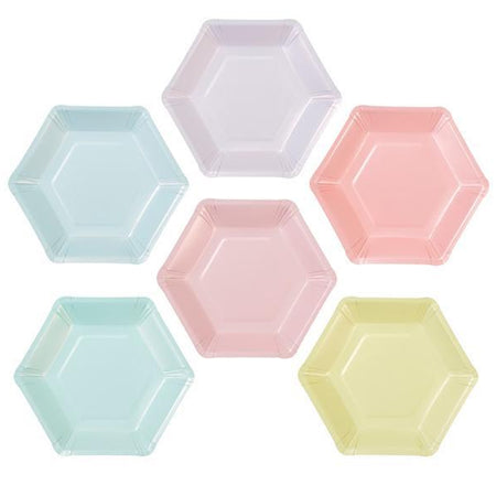 We Love Pastels Hexagonal Plates - 19cm - Pack of 12
