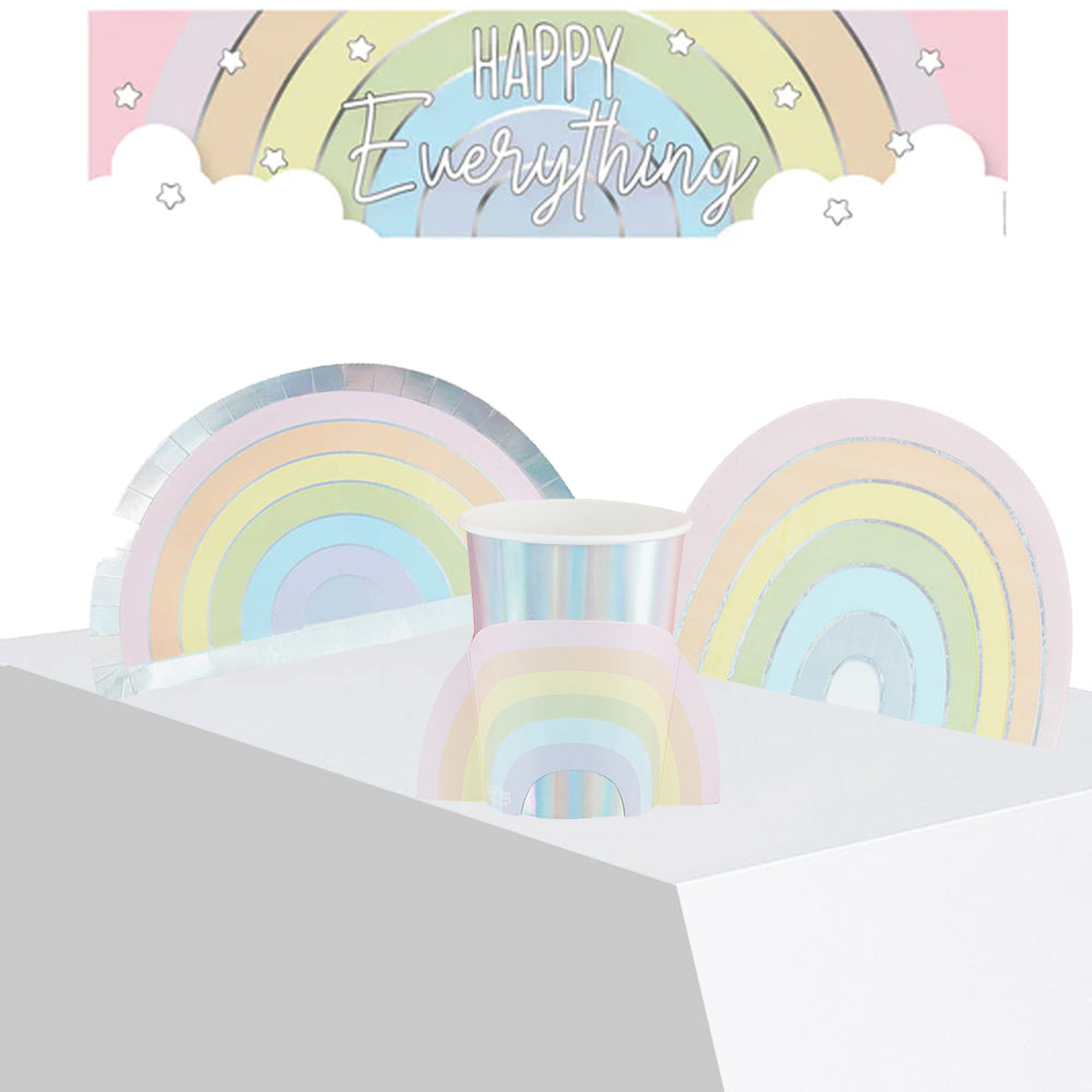 Pastel Rainbow Tableware Pack for 8 - with FREE Banner!
