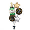 New Year Champagne Bottle Balloon Bouquet - Uninflated