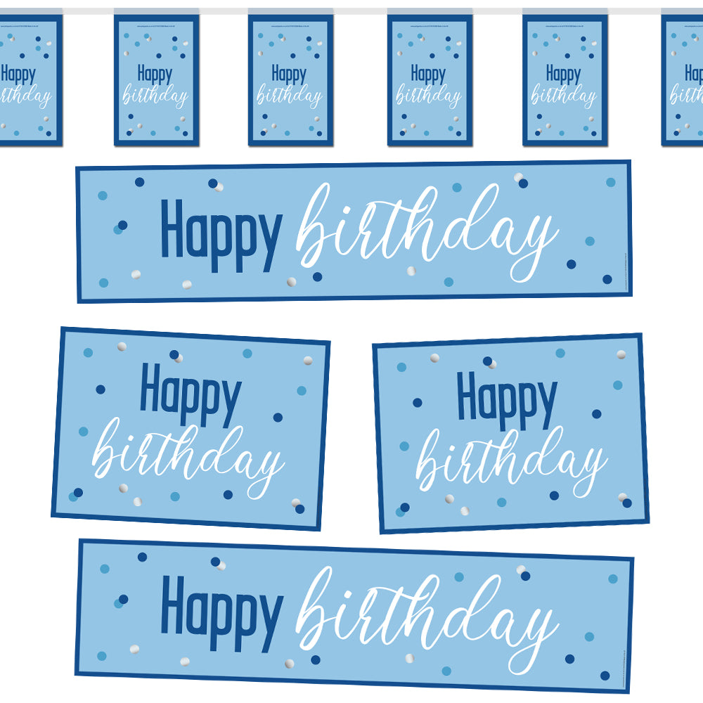 Glitz Blue Happy Birthday Decoration Party Pack