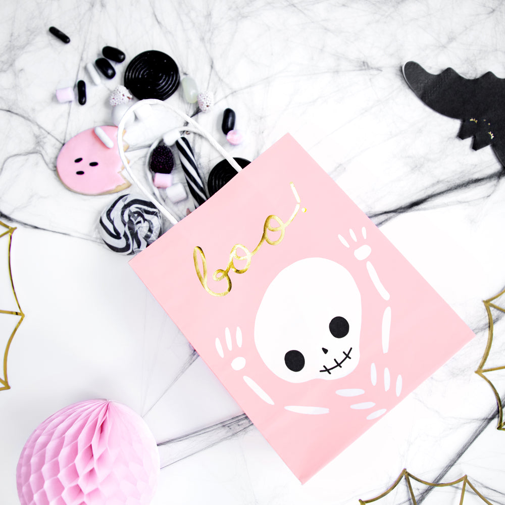 Pink Halloween Paper Party Bags - Pack of 6