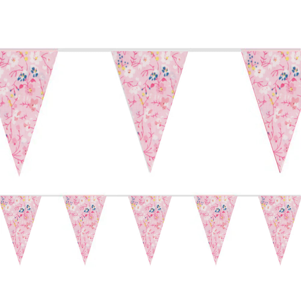 Pastel Pink Floral Fabric Bunting - 3.3m