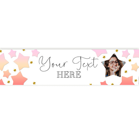 Pink Ombre Stars Personalised Photo Banner - 1.2m