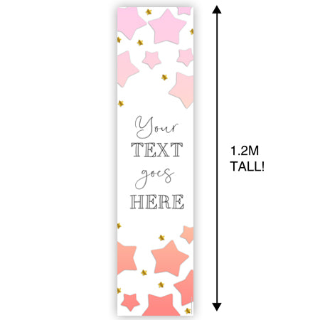 Pink Ombre Stars Personalised Portrait Wall & Door Banner Decoration - 1.2m