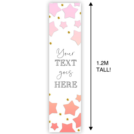 Pink Ombre Stars Personalised Portrait Wall & Door Banner Decoration - 1.2m