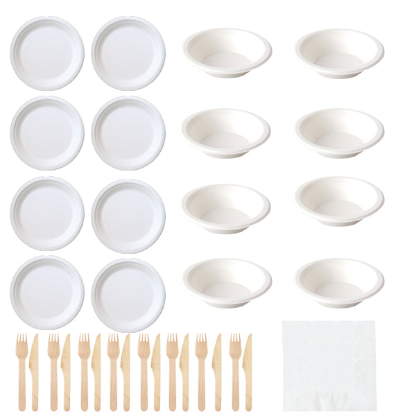 Bio-Degradable Tableware Party Pack - For 8
