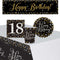 Gold Celebration 18th Birthday Tableware Party Pack - For 8 People with FREE Banner!